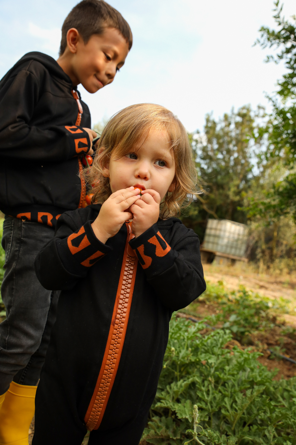 Hooded Baby Jumpsuit w/ Oversized Zipper