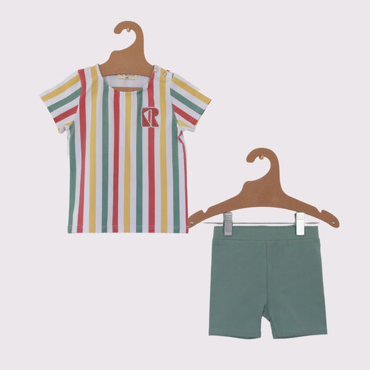 Retro Summer Stripe Baby Boy Set